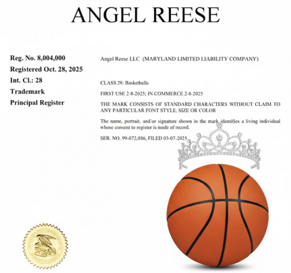 Angel Reese trademark registration