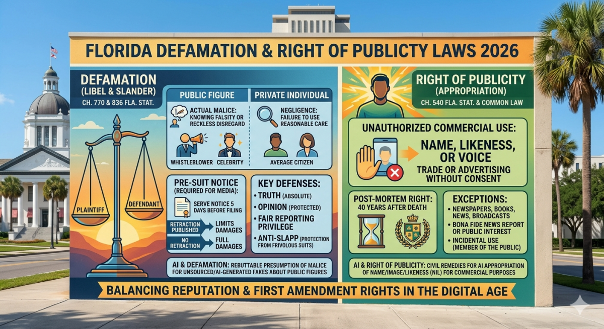 Florida Defamation and Right of Publicity Laws in 2026