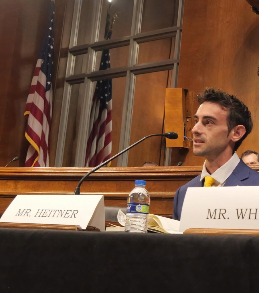 Darren Heitner speaking at a roundtable discussion on NIL in Washington D.C., invited by Sen. Ted Cruz.