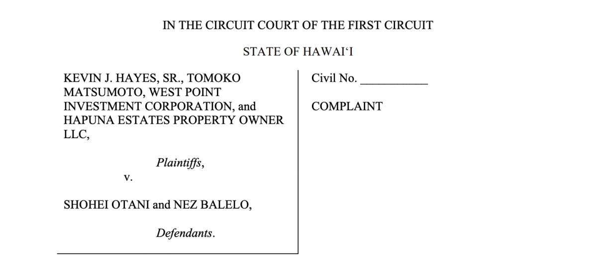 Ohtani Lawsuit in Hawaii
